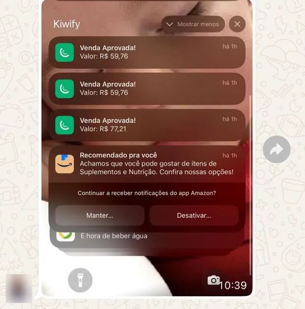 Notificações de venda aprovada na Kiwify